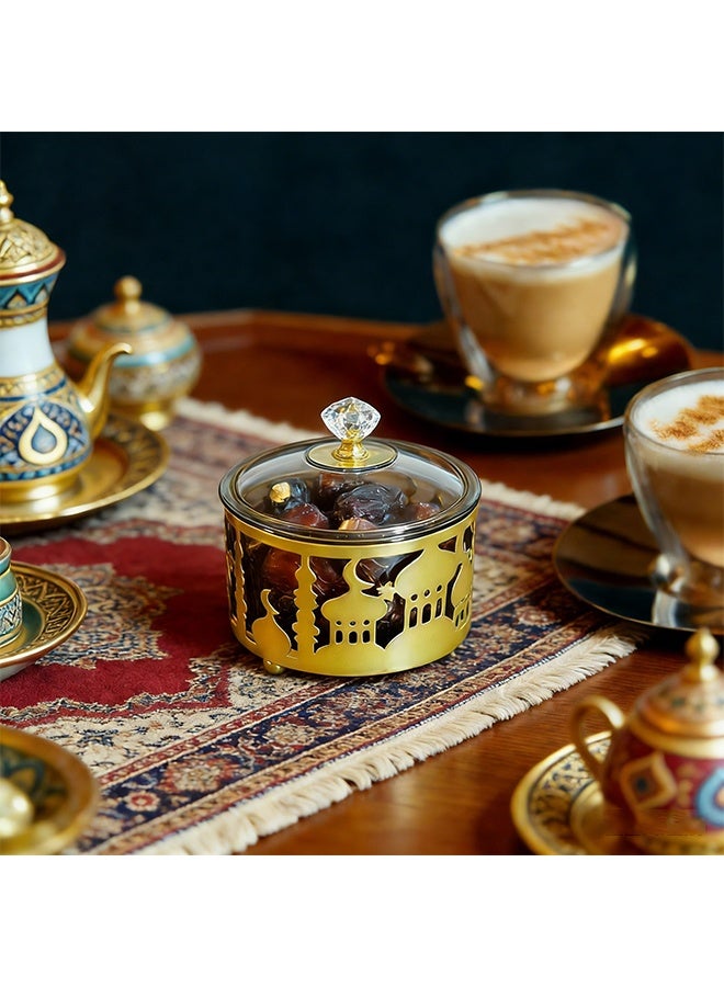 برطمانات الحلوى الذهبية بأغطية زجاجية، صناديق تخزين الحلوى المزخرفة، حاويات منزلية مدمجة للمكسرات والوجبات الخفيفة، ديكور المنزل، مناسبة للهدايا والمناسبات والديكور المنزلي - Image 4